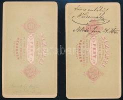 1865 Mosonmagyaróvári gazdászok portréfotója, (Weiszmáhr Mihály, Szervitzky Ödön) a hátoldalakon ded...