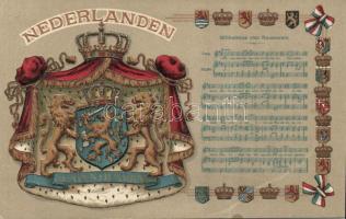 The coat of arms and national anthem of the Netherlands litho Emb.