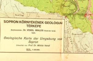 1928 Sopron környékének geológiai térképe, 1:25.000, dr. Vendl Miklós, hajtogatva, kis szakadásokkal...