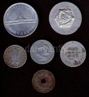 4 klf pengő/forint fémpénz, benne 1946. 1Ft T:vegyes + Miskolci étkezési bárca T:2/3