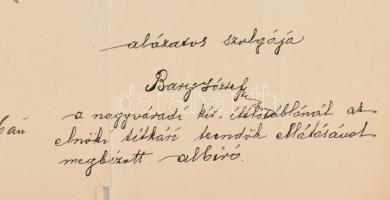 1880-1898 Bary József (1858-1915) kúriai bíró, a tiszaeszlári vérvádper vizsgálóbírójának személyi a...