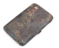 Ezüst(Ag) monogramos zománcozott díszítésű cigarettatárca, jelzett, 13×7,5×2 cm, bruttó: 179 g