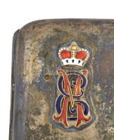 Ezüst(Ag) monogramos zománcozott díszítésű cigarettatárca, jelzett, 13×7,5×2 cm, bruttó: 179 g