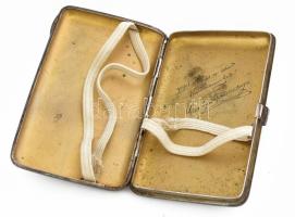 Ezüst(Ag) monogramos zománcozott díszítésű cigarettatárca, jelzett, 13×7,5×2 cm, bruttó: 179 g