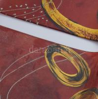 Design üveg kínáló tál pár. Színezett, íves formába préselt design tál, címkével, hibátlan, 40x26 cm