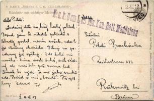 1917 Rückkehr mit wichtiger Meldung. Seeflugzeug. Unsere K.u.K. Kriegsmarine P.U.G. Nr. F. 121. / Au...