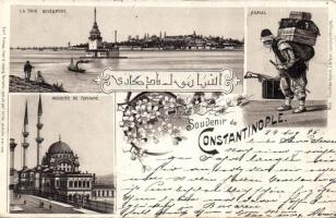 1895 Constantinople with mosque and folkwear litho