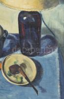 Bruhn Tvede, Alice (1906?-1970): Art deco csendélet (Stilleben). Olaj, vászon. Jelzés nélkül. Hátold...