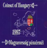 1997. 50f-200Ft (10xklf) "Magyarország pénzérméi" forgalmi sor dísztokban. A belső tok ragasztása kissé elengedett. T:BU patina Adamo FO30