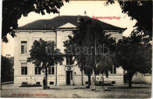 Sepsiszentgyörgy, Sfantu Gheorghe; Állami elemi fiú- és leány iskola magyar címerrel. Gyárfás Árpád kiadása / school with Hungarian coat of arms (fl)