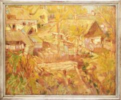 Bölcskey Ferenc (1897-?): Budakalászi fények, 1933. Olaj, karton, jelezve jobbra lent (Bölcskey, Budakalász, 933 okt.), fakeretben, 70×86 cm / oil on cardboard, unsigned, framed