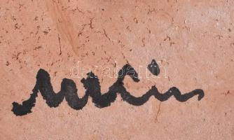 M Kiss Katalin: Rákos falitál, samottos és mázas kerámia, jelzett, hibátlan, d: 34 cm