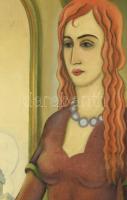 Csortos-Elek József (1875-?): Art deco hölgy, 1932. Olaj, vászon, jelzett. Dekoratív, kissé kopott f...