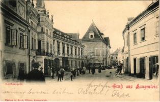 1899 (Vorläufer) Langenlois, Rathausgasse / street view (wet corners)