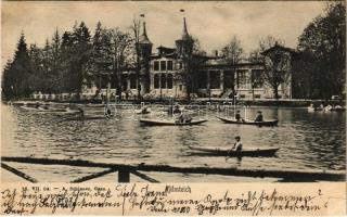 1906 Graz (Steiermark), Hilmteich / lake, rowing boats (wet corners)