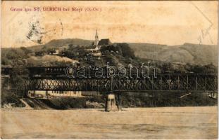 1906 Sankt Ulrich bei Steyr, railway bridge, train, locomotive (fl)