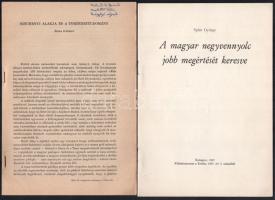 2 db DEDIKÁLT Spira György különnyomat: A magyar negyvennyolc jobb megértését keresve. Különlenyomat a Kritika 1967. évi 2. számából. (Bp., 1967, Zrínyi-ny.), 13+(3) p. Kiadói tűzött papírkötés. + Széchenyi alakja és a történettudomány. In: MTA IX. Osztályának Közleményei 1. (1966-67). 193-200 p. Tűzött papírkötés. Mindkettő a szerző, Spira György (1925-2007) történész által DEDIKÁLT.