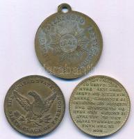 1848-DN. "Kossuth Lajos" 3xklf kétoldalas bronz emlékérem, közte Amerikai Egyesült Államok...