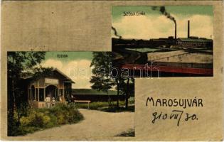 1910 Marosújvár, Uioara, Ocna Mures; szóda gyár és uszoda. Grünn Géza kiadása / swimming pool, spa, soda factory (Rb)