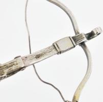 Ezüst(Ag) miniatűr számszeríj, jelzett, h: 8 cm, nettó: 12,8 g