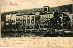 1903 Cres, Cherso; Piazza Grande / quay, square, boats (fl)