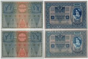 Ausztria 1919. (1902.) 1000K mindkét oldal német, függőleges piros "DEUTSCHÖSTERREICH" fel...
