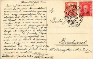 1927 Ótura, Stará Turá, Alt-Turn; utcaképek, templom, iskola, Özvegy Elena Malárová könyv és papír ü...