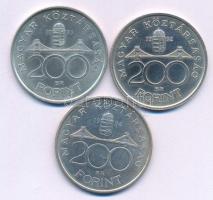 1992. 200Ft Ag "MNB" + 1993. 200Ft Ag "MNB" + 1994. 200Ft Ag "Deák" T:...