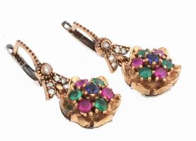 Ezüst(Ag) köves fülbevalópár, jelzett, h: 3 cm, bruttó: 9,4 g