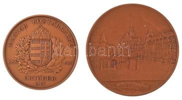 Berán Lajos (1883-1943) ~1931. "Budapesti emlék" kétoldalas bronz emlékérem (79mm) + Bogná...