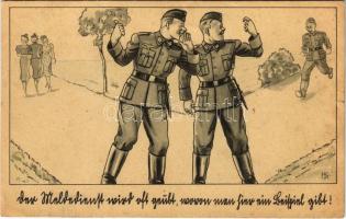 1942 WWII German military art postcard (kis szakadás / small tear)