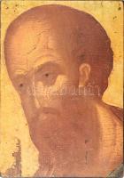 Orosz ikon. Fára kasírozott nyomat, kopással, 28,5x20 cm