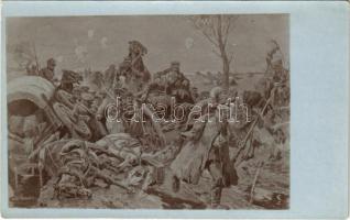 Oroszok pánikszerű futása Przemysl alól / WWI Austro-Hungarian K.u.K. military art postcard. photo