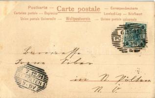 1901 Gruss vom Nicolo / Christmas greeting, Saint Nicholas. Art Nouveau, litho s: M. Raschka (Raphae...