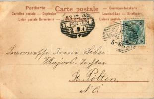 1903 Christmas greeting art postcard. Art Nouveau, litho s: M. Raschka (Raphael Kirchner)