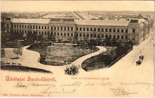 1899 (Vorläufer) Szabadka, Subotica; Park és Törvényszéki palota. Wilheim Samu kiadása / park, court (EK)