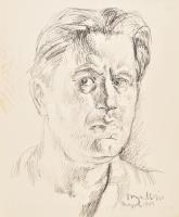 Varga Mátyás (1910-2002): Önarckép, 1943. Ofszet, papír, jelzett a metszeten. Lapszéli apró sérülésekkel. 42×34 cm