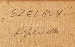 Vágfalvi Ottó (1925-2015): "Szélben" (Balatoni táj). Olaj, farost, jelezve jobbra lent. Há...