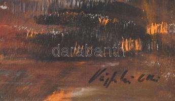 Vágfalvi Ottó (1925-2015): "Szélben" (Balatoni táj). Olaj, farost, jelezve jobbra lent. Há...