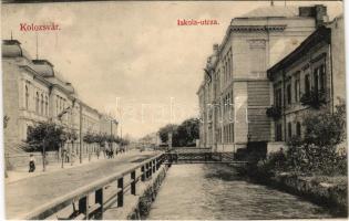 1906 Kolozsvár, Cluj; Iskola utca. D.K. Bp. 1906. Lepage Lajos kiadása / street view (fl)