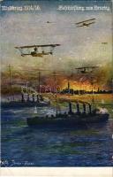 Az Osztrák-Magyar Haditengerészet Velence bombázásánál / Beschießung von Venedig. K.u.K. Kriegsmarine / WWI Austro-Hungarian Navy art postcard, Bombing of Venice. Ostmark, Bund deutscher Österreicher Karte Nr. 152. s: Willy Straka (EK)