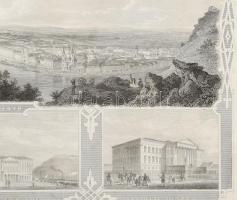 Pest és Buda látképe. Címe a középső kép alatt ?PESTH? 
A. Fesca acélmetszete. Jelzet jobbra a kép ...