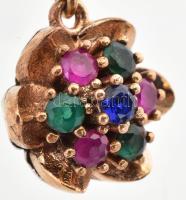 Ezüst(Ag) nyaklánc színes köves medállal, jelzett, h: 44 cm, bruttó: 10 g