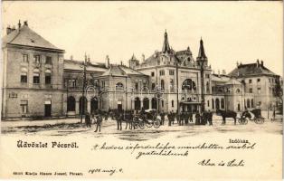 1901 Pécs, Indóház, vasútállomás. Blancz József kiadása