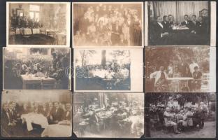 cca 1910-40, mulatozó társaságok, 18 db fotólap, egyik Fekete A. budapesti fényképész felvétele, töb...