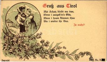 Triol, Gruss aus dem Tirol! Art Nouveau floral greeting from Tyrol