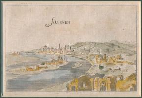 Óbuda , Buda és Pest ritka rézmetszetű látképe, a képen felirat: Alt Ofen .
Megjelent: Martin ZEILL...