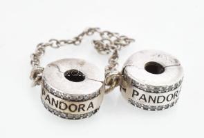Ezüst(Ag) biztonsági lánc karkötőre, Pandora jelzéssel, h: 9 cm, bruttó: 5,3 g