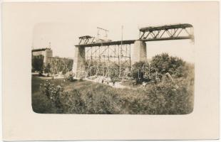 1928 Ótura, Stará Turá, Alt-Turn; Poprádi vasúti híd építése, viadukt / railway bridge (viaduct) construction. photo