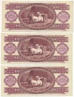 1992. 100Ft (3x) sorszámkövetők "B 415 018109 - B 415 018111" T:VF,F szép papír